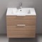 Wall Mounted Bathroom Vanity, Modern, Walnut, 28